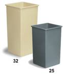 Waste Basket, 25 Gallon, Beige, Plastic, Square, Continental 25BE